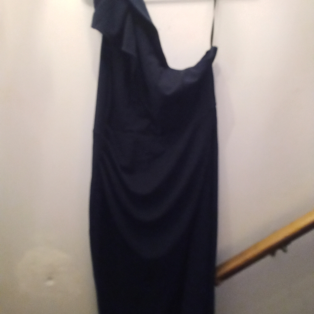 Elegant One Shoulder Navy Dress